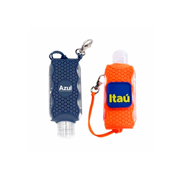 Álcool Gel 60ML com Mini Mosquetão Personalizado