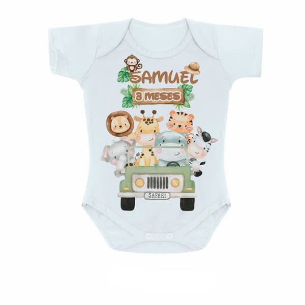 Body Bebe Personalizado Mesversario Safari