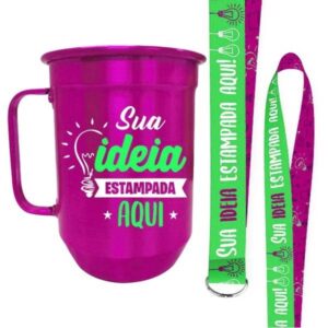 Canecas de alumínio personalizadas com cordão