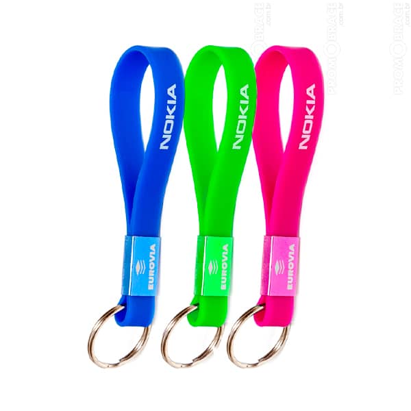 Chaveiro de silicone personalizado em silkscreen