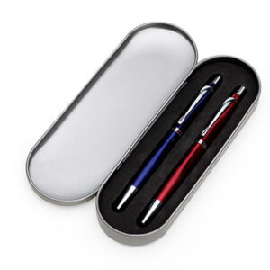 Estojo de metal caneta e lapiseira personalizada