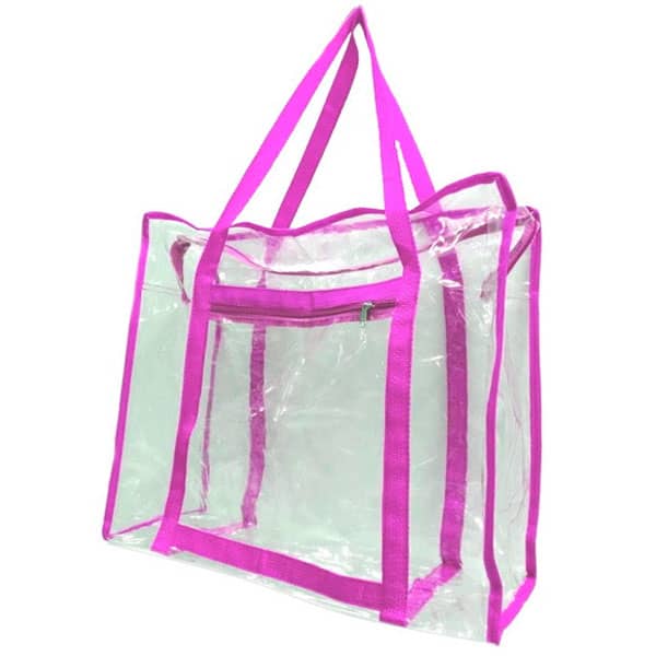 Ecobag em PVC Cristal Grande Alças Rosasa