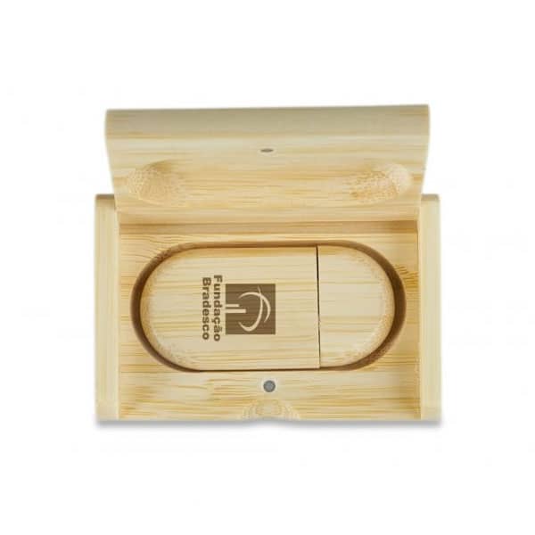 Kit Pen Drive Bambu Estojo