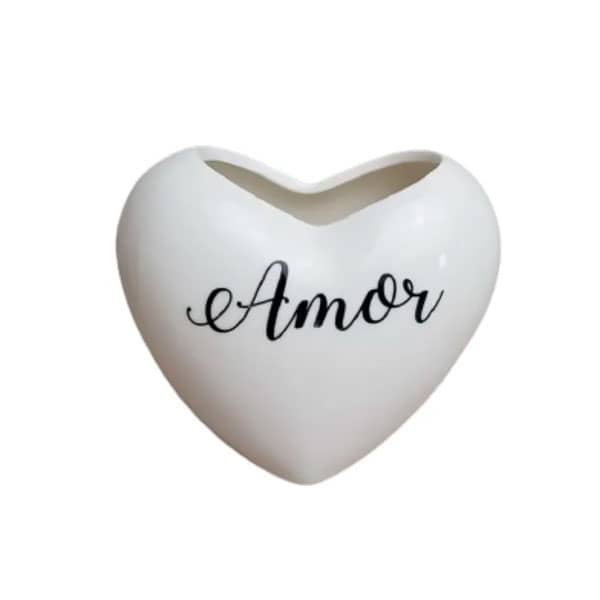 Kit 6 Mini Vaso Coração Personalizado De Cerâmica G