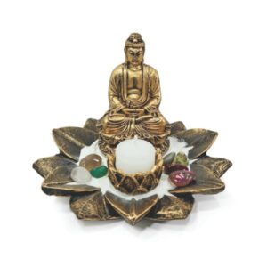 Kit Jardim Zen Buda Hindu Areia Incensário + Vela Branca