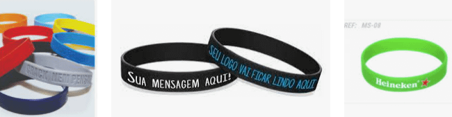 Pulseira de silicone com acabamento em metal