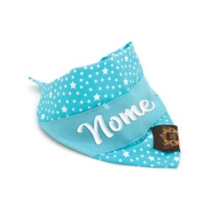 Bandana Personalizada Azul Estrela Com o Nome do Pet