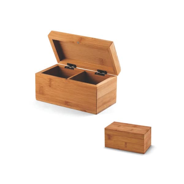 Porta Chá em Bambu Personalizado 2 Espaços